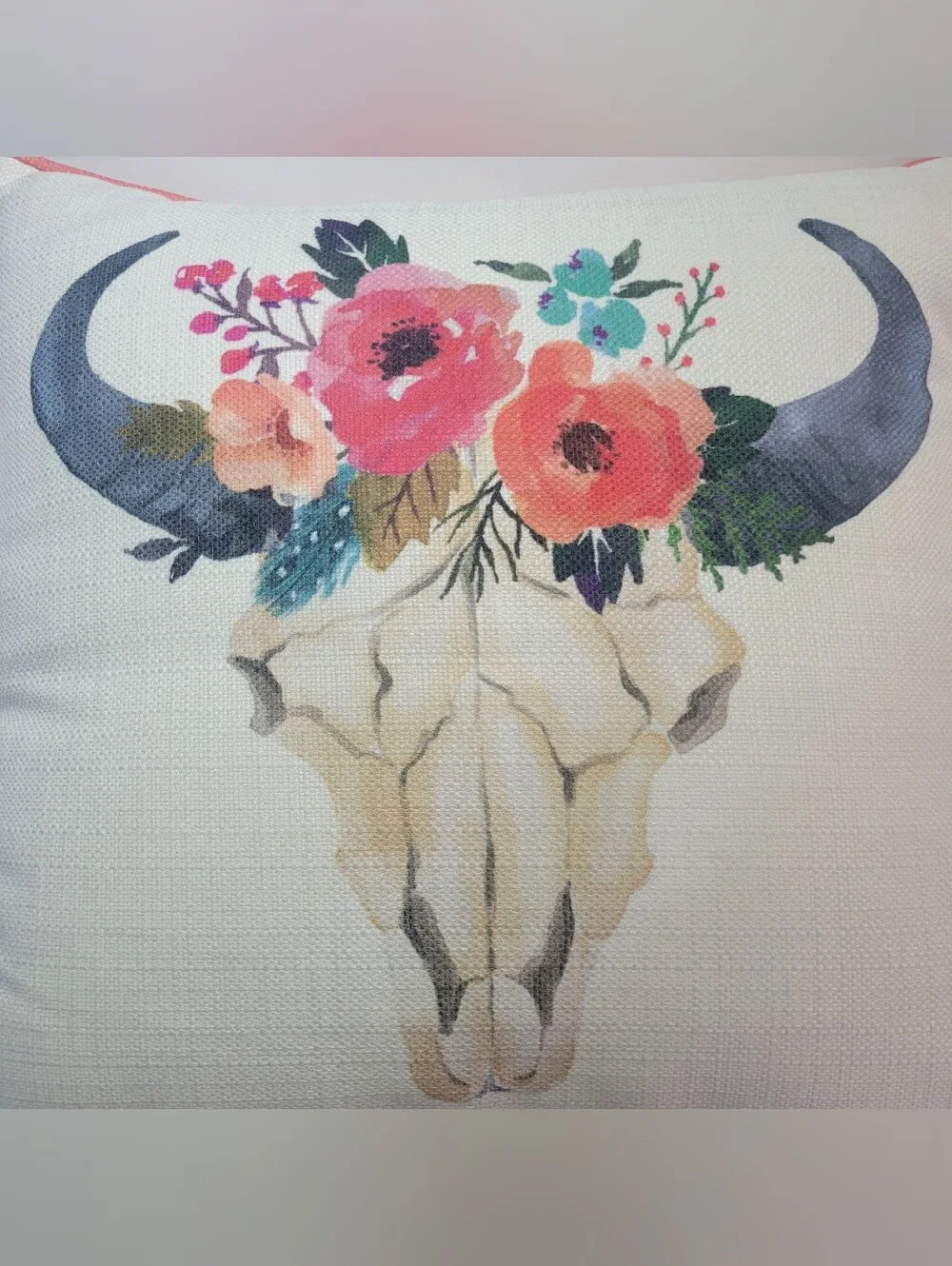 Western Bull Skull Pillow